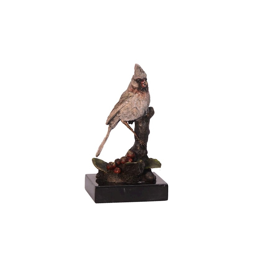 Bronze polychrome Cardinal, socle en marbre