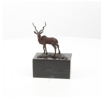 Bronze polychrome Impala, socle en marbre