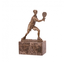 Bronze Joueur de tennis socle en marbre