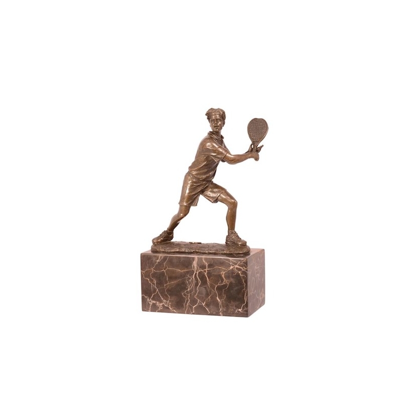 Bronze Joueur de tennis socle en marbre