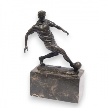 Bronze Joueur de football socle en marbre