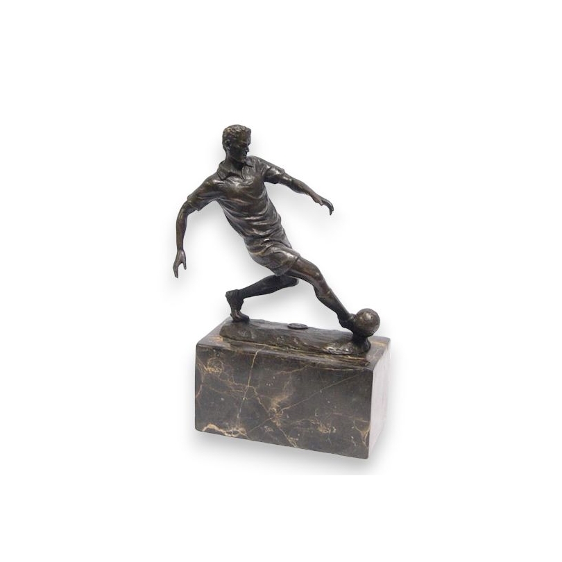 Bronze Joueur de football socle en marbre