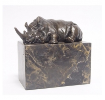 Bronze Rhinocéros couché socle en marbre