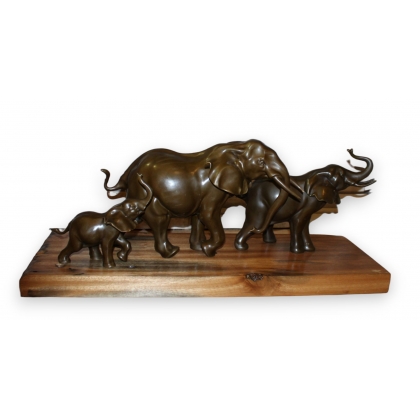 Bronze "Famille d'éléphants"