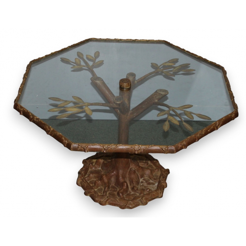 Table basse en bronze, plateau verre par BANCI
