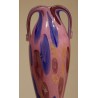 Vase en verre bleu et rose signé A DELATTE