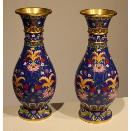 Pair of cloisonné baluster vases