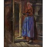 Tableau \"Femme d\'Evolène au missel\" signé J. GRAZ
