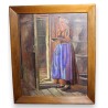 Tableau \"Femme d\'Evolène au missel\" signé J. GRAZ
