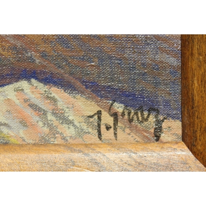Tableau \"Femme d\'Evolène au missel\" signé J. GRAZ