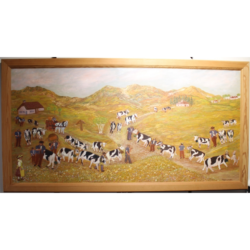 Poya "Sur l'alpage" signée M KUNZI 83
