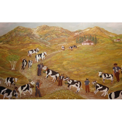Poya \"Sur l\'alpage\" signée M KUNZI 83