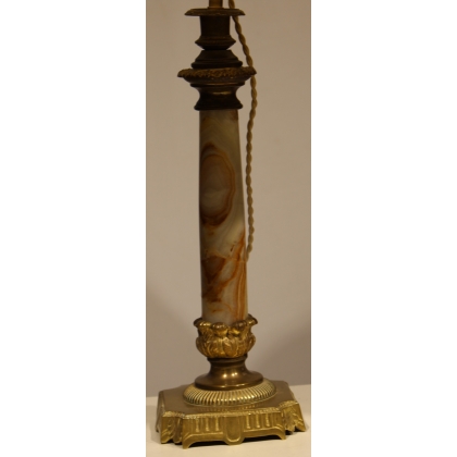 Lampe colonne en agathe et montures en bronze