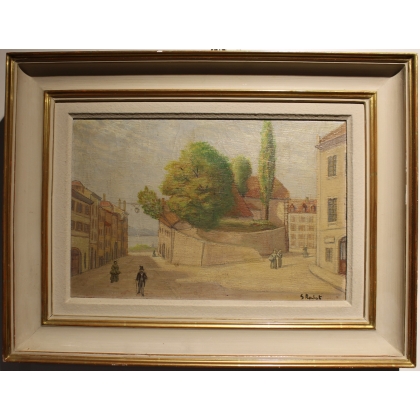 Tableau \"Nyon\" signé S. ROCHAT