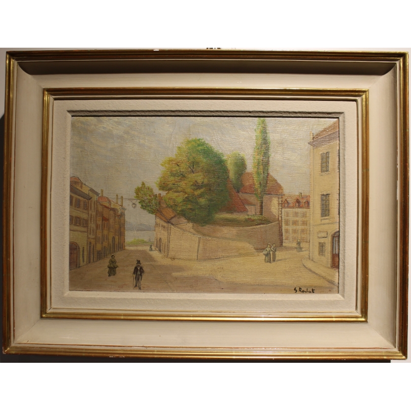 Tableau \"Nyon\" signé S. ROCHAT