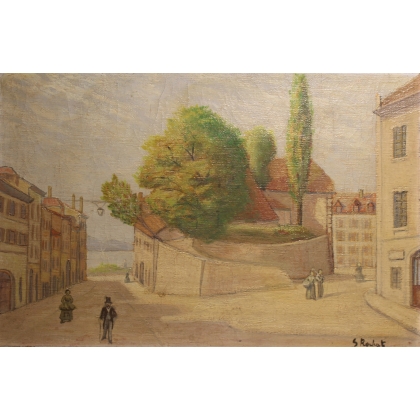 Tableau \"Nyon\" signé S. ROCHAT