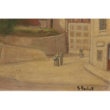Tableau \"Nyon\" signé S. ROCHAT