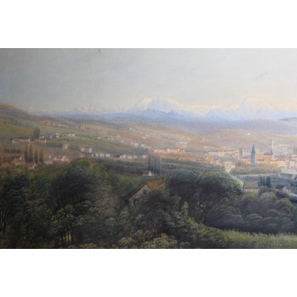 Watercolour painting ‘Zurich from the West’, signed BURRI