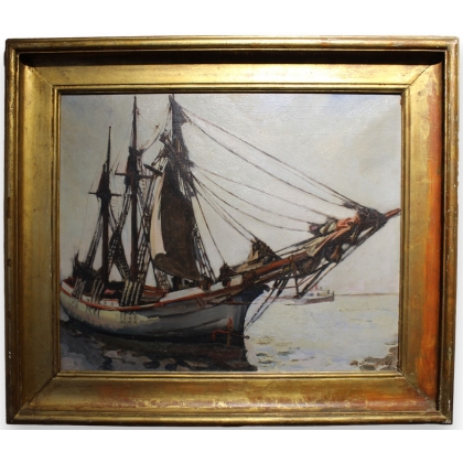 Tableau \"Bateau\" signé Maurice RÉTIF