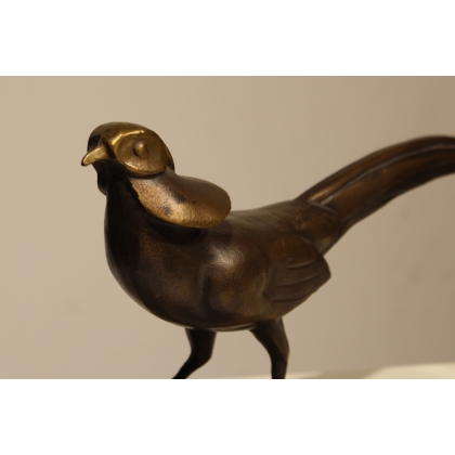 Faisan en bronze sur une pierre, signé REUSSNER