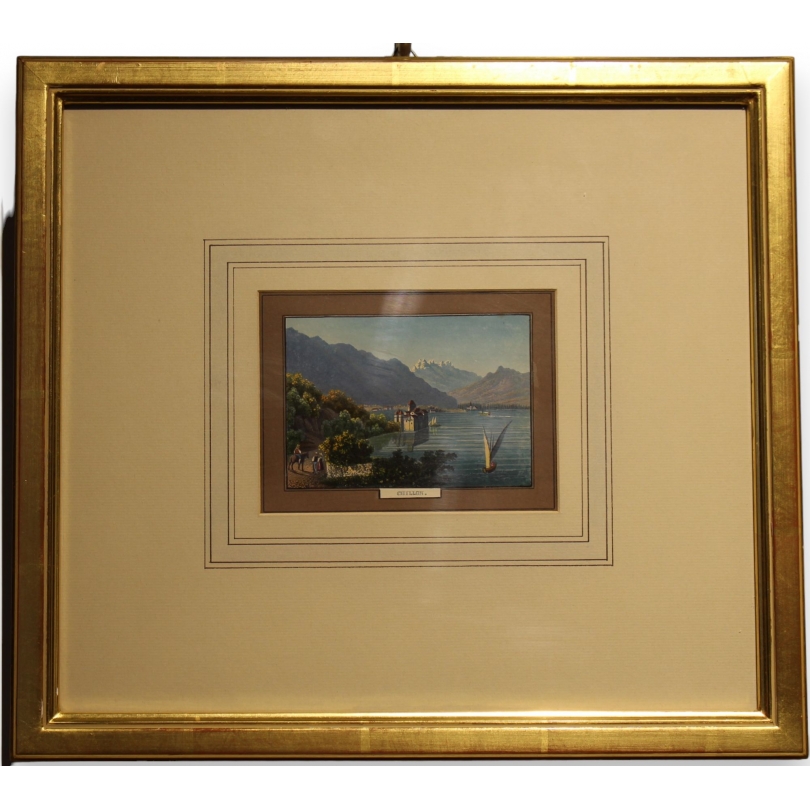 Watercolour engraving ‘Chillon’