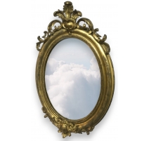 Miroir ovale Napoléon III doré