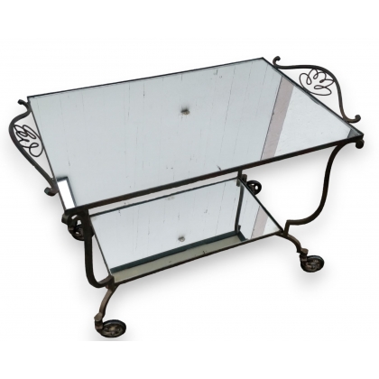 Service-boy à roulettes fer et miroir