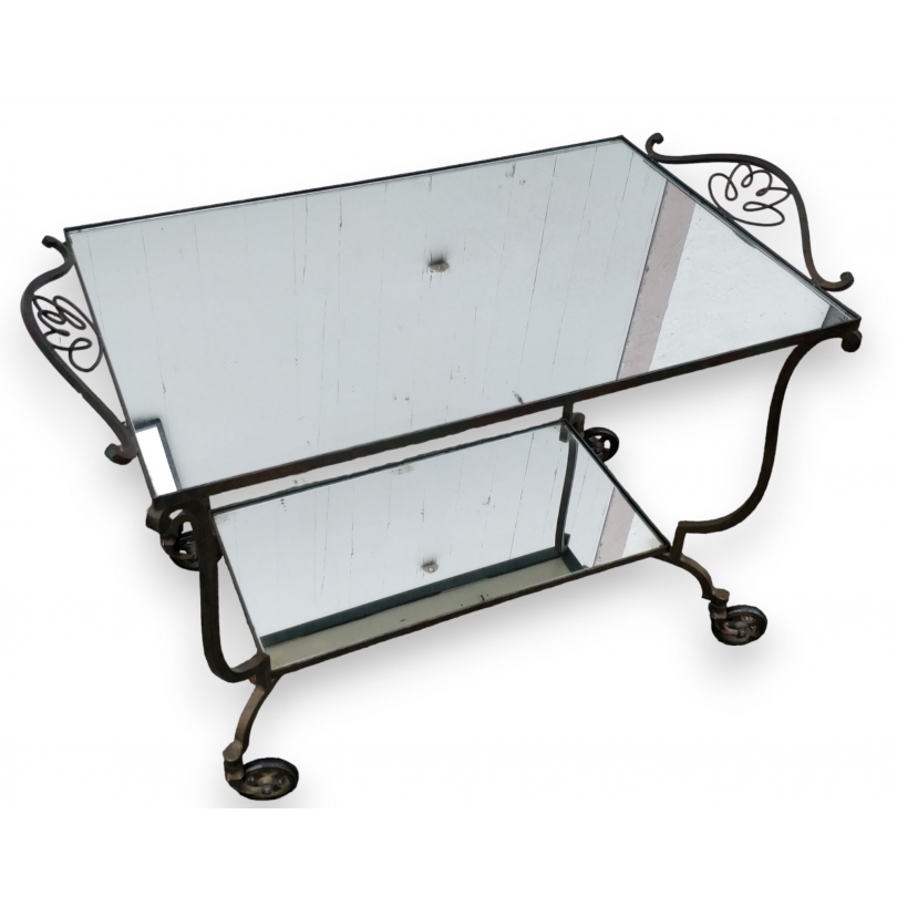 Iron and mirror sideboard on castors
