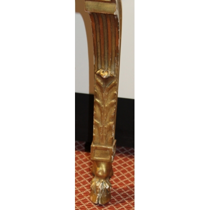 Louis XVI-style half-moon console table with marble top