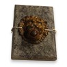 "Lion" doorbell plaque in marble and bronze