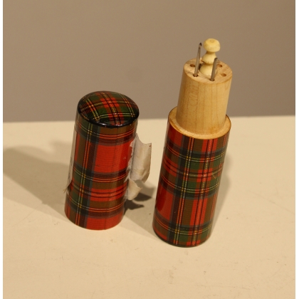 Stuart tartan wooden needle case