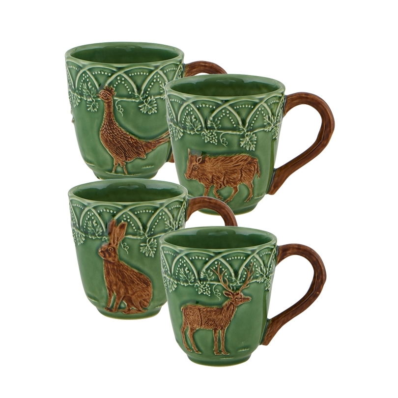 Lot de 4 Mugs décor animaux de chasse