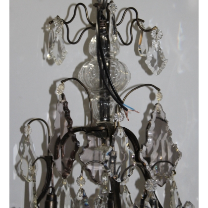 Lustre style Louis XV en bronze noir à 6 lumières