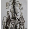 Lustre style Louis XV en bronze noir à 6 lumières