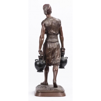 Bronze sculpture entitled ‘Tunisian Water Carrier’, signed DEBUT