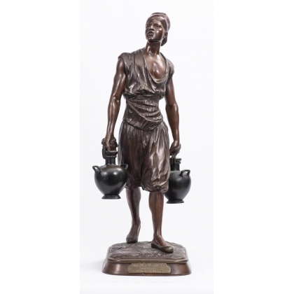 Bronze sculpture entitled ‘Tunisian Water Carrier’, signed DEBUT