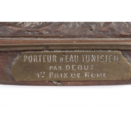 Bronze sculpture entitled ‘Tunisian Water Carrier’, signed DEBUT