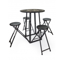 Table de bistro avec 4 tabourets intégrés