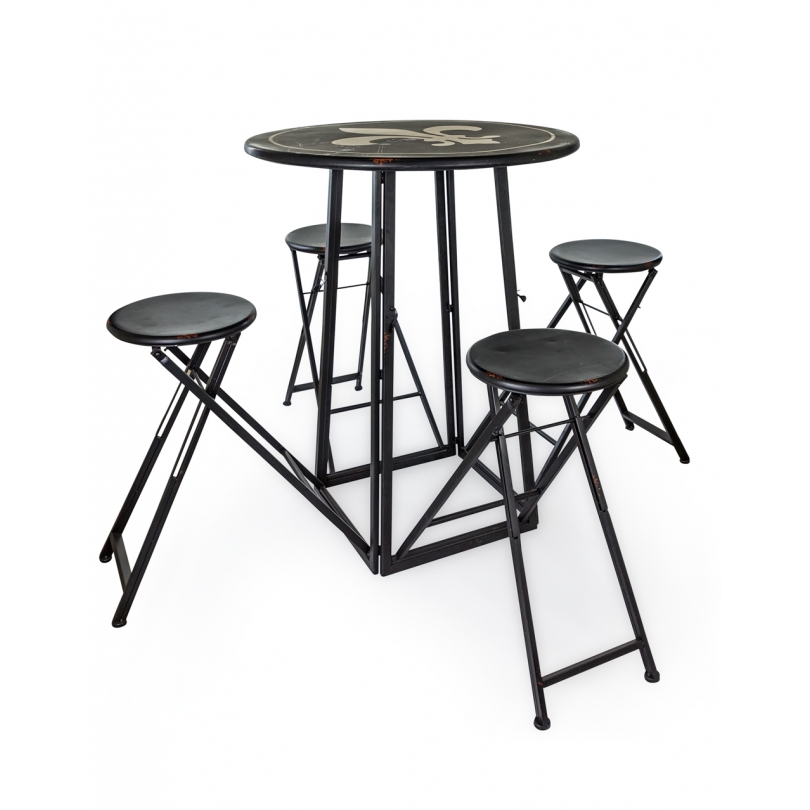 Table de bistro avec 4 tabourets intégrés