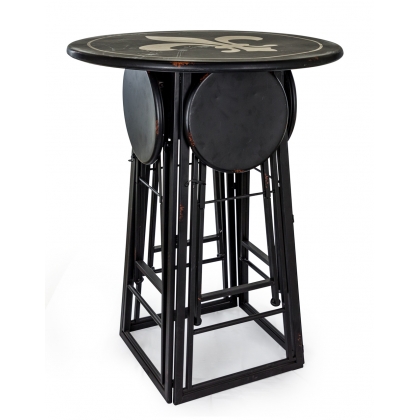 Bistro table with 4 built-in stools