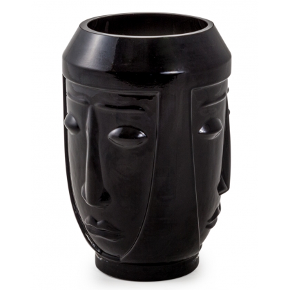 Vase Visages en verre noir