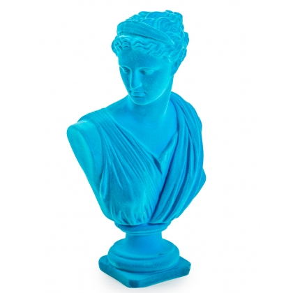 Buste d\'Artemis en résine, feutre bleu