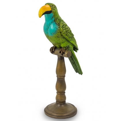 Toucan en résine sur son perchoir