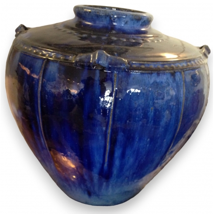 Vase boule, coloris bleu.