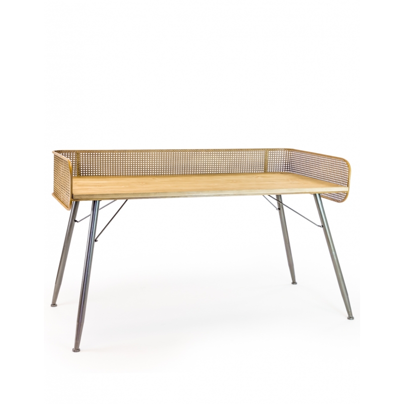 Retro rattan-effect desk