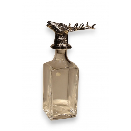 Carafe \"Tête de cerf\" en laiton nickelé