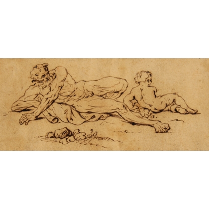 Encre de chine "Vieillard et enfant"
