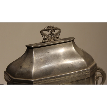 Pewter fountain decorated with dolphins