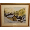 Watercolour painting ‘Village’ signed by M FLUCKIGER