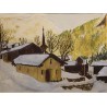 Watercolour painting ‘Village’ signed by M FLUCKIGER